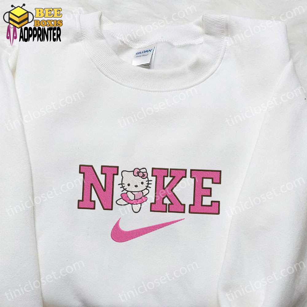 Nike x ballet hello kitty embroidered shirt & hoodie: cute nike-inspired sweatshirt collection
