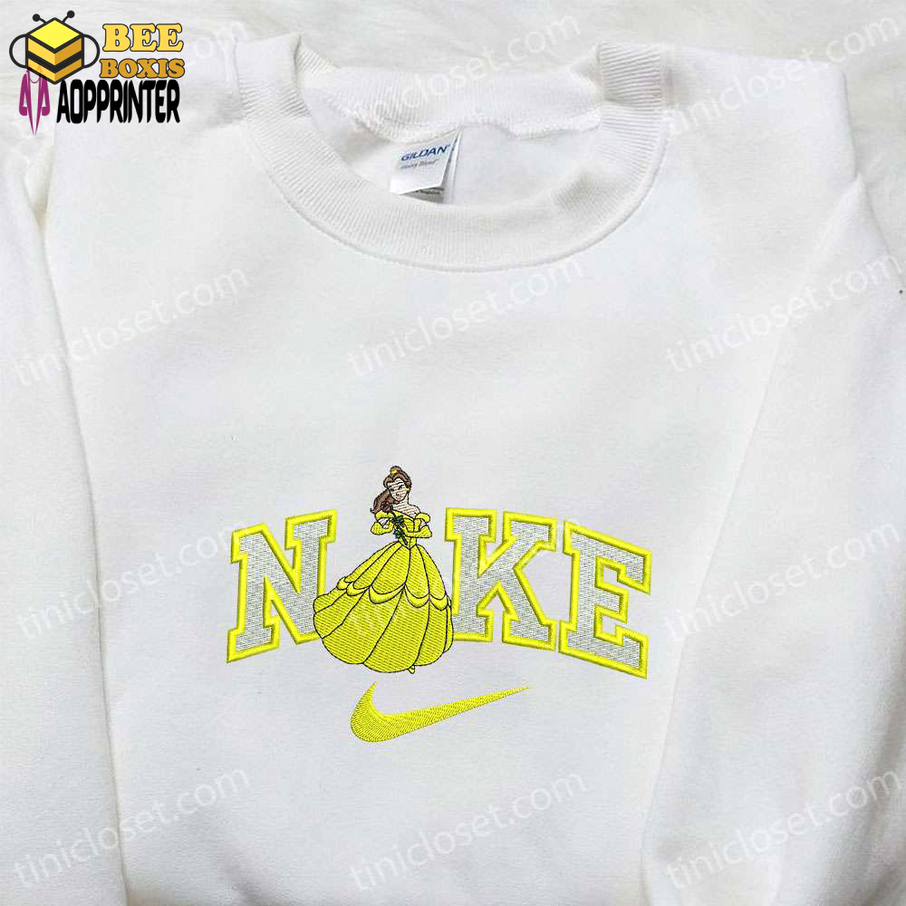 Nike x belle princess beauty and the beast embroidered hoodie – disney sweatshirt nike inspired shirt