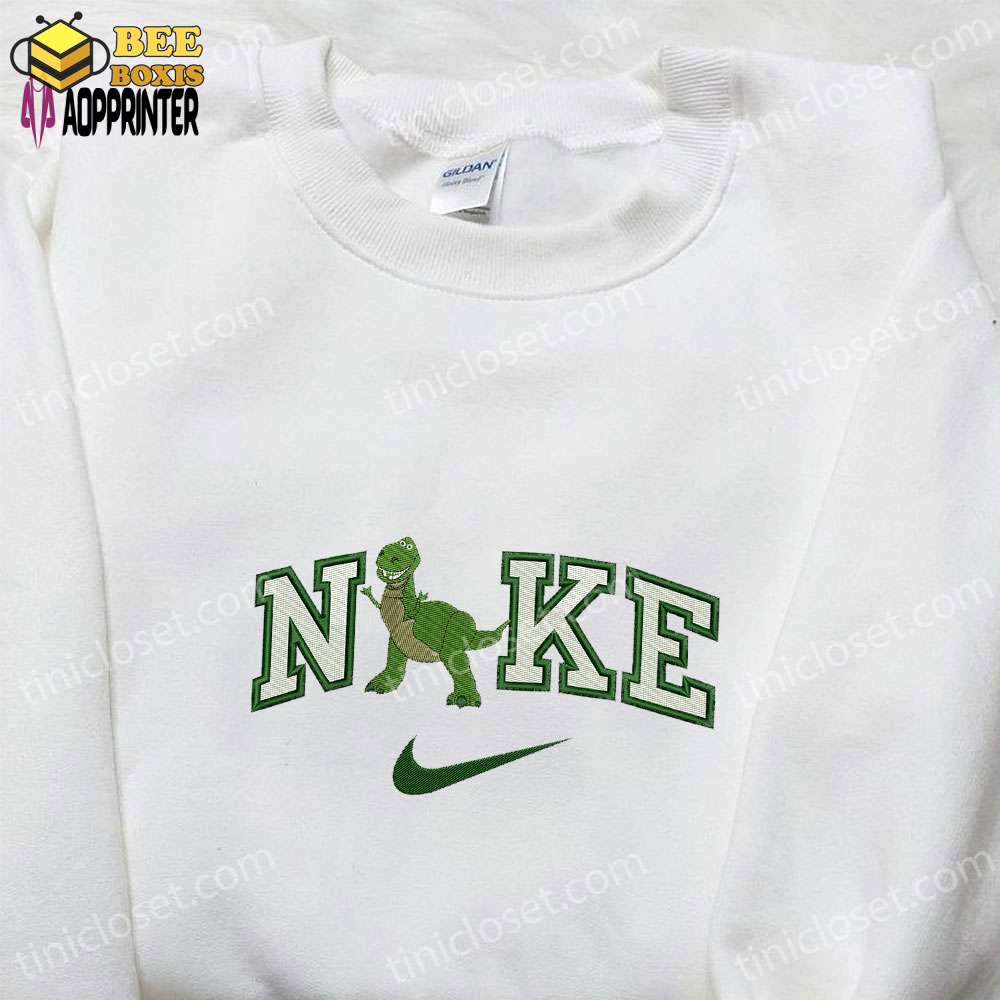 Nike x dino green embroidered sweatshirt custom hoodie & cute t-shirt: stylish nike embroidery