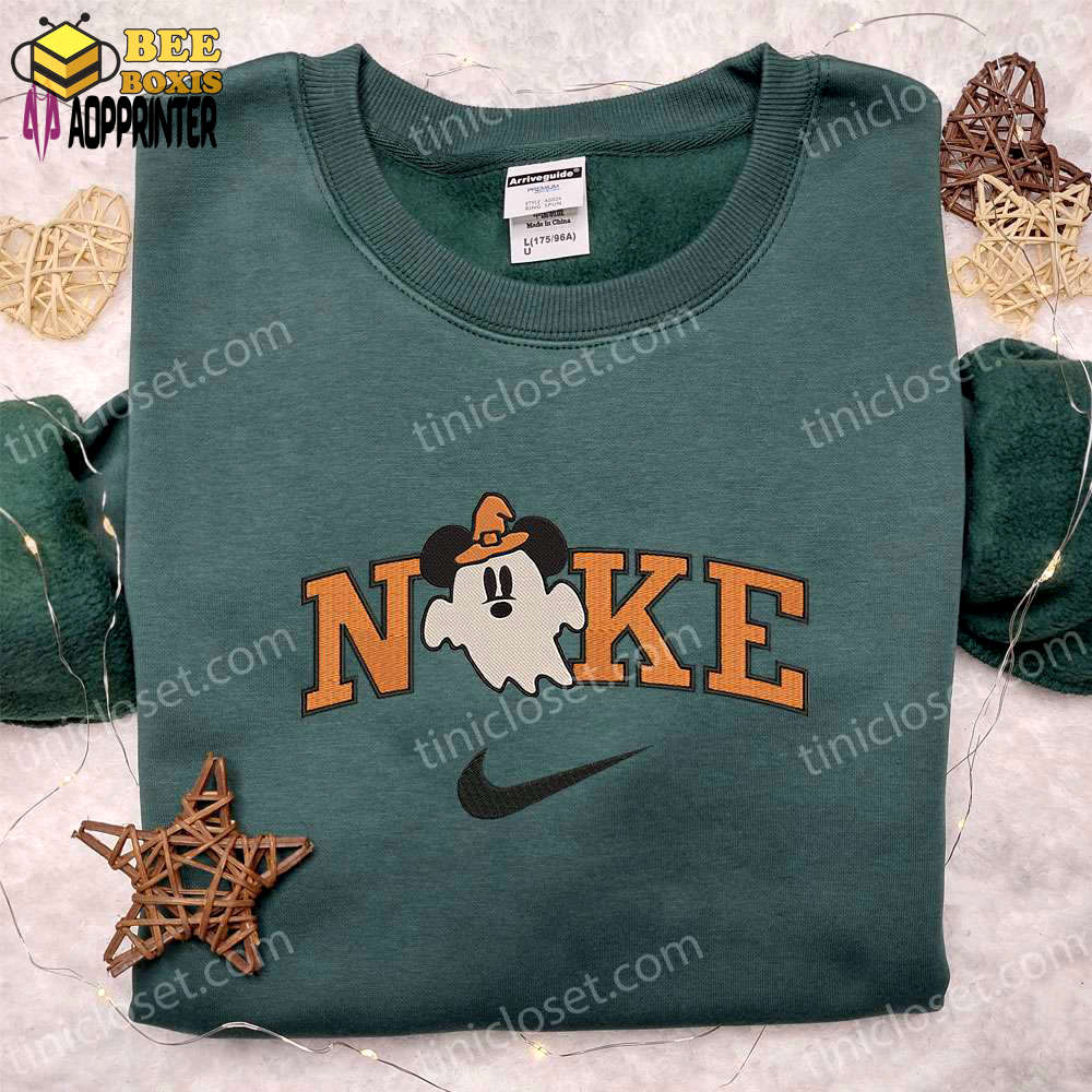 Nike x ghost mickey mouse embroidered shirt: disney halloween inspired tee