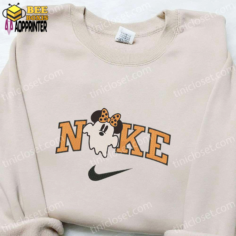 Nike x ghost minnie mouse halloween embroidered shirt: disney inspired unique design