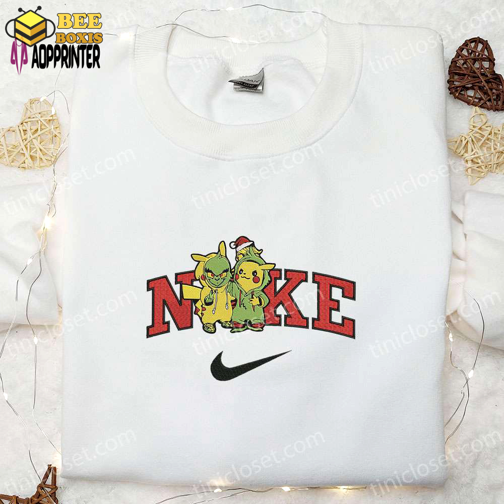 Nike x grinch pikachu halloween embroidered shirt – adorable pokemon apparel