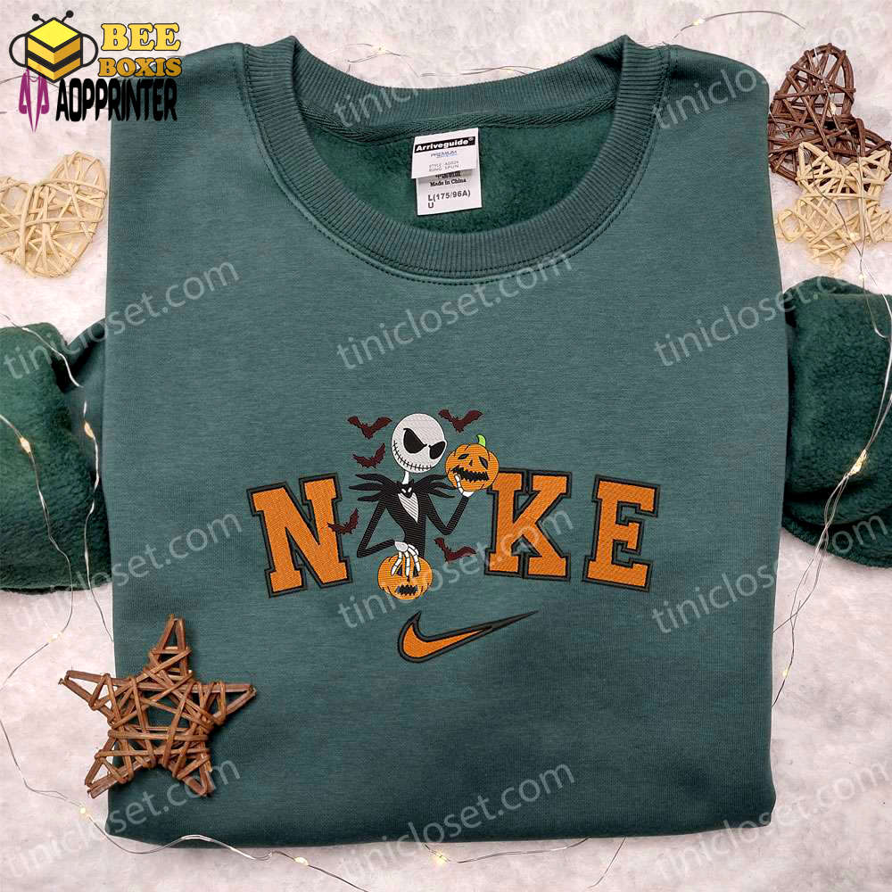 Nike x jack skellington halloween hoodie & t-shirt: nightmare before christmas embroidered apparel