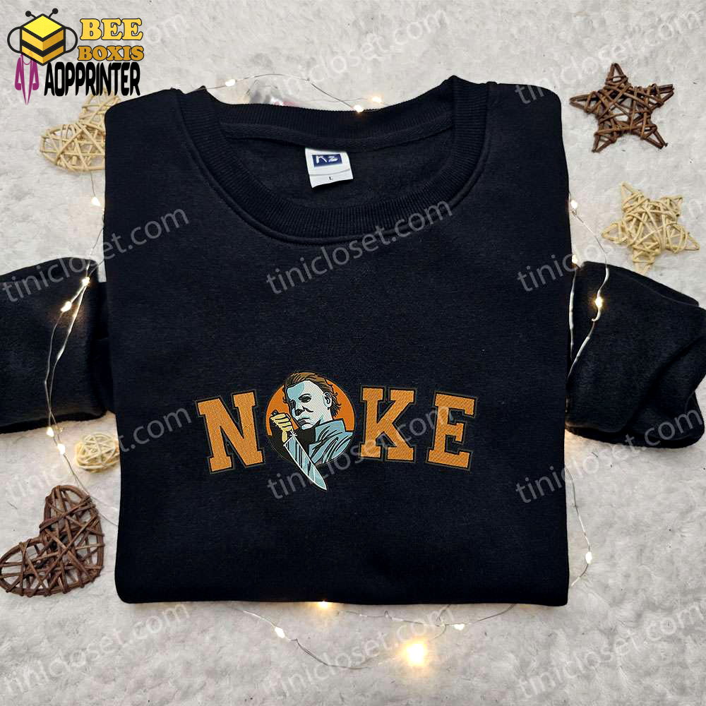 Nike x michael myers embroidered shirt: horror movie-inspired & stylish nike tee