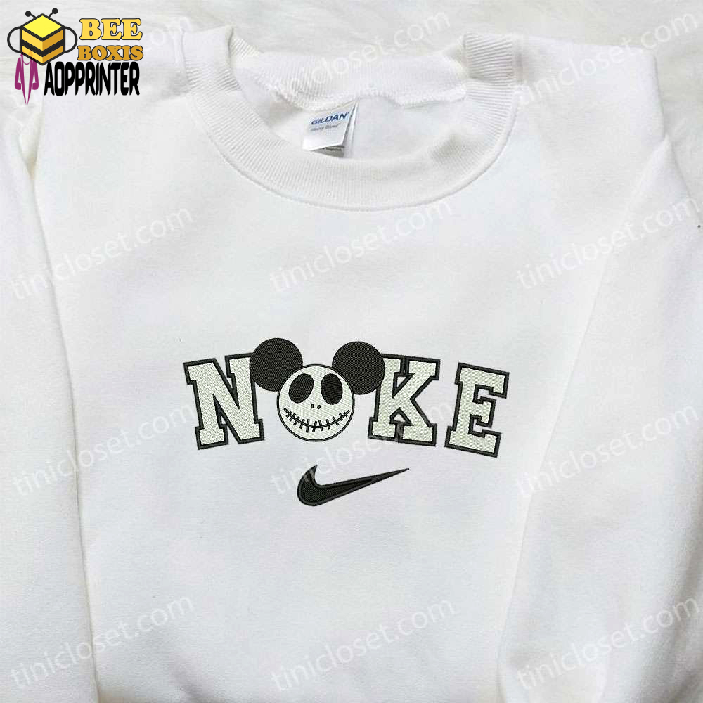 Nike x mickey jack skellington embroidered shirt: disney halloween inspired tee