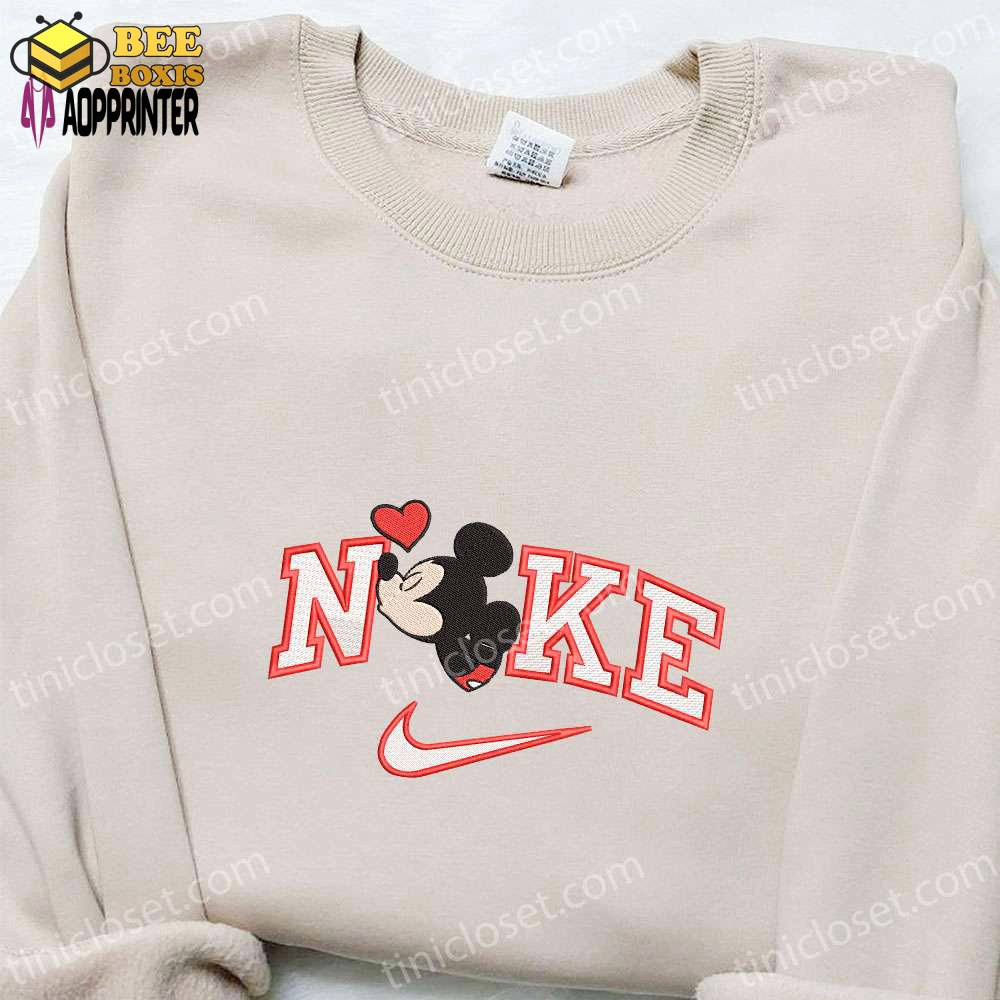 Nike x mickey kiss heart shirt & disney characters hoodie: best valentine s day gift ideas