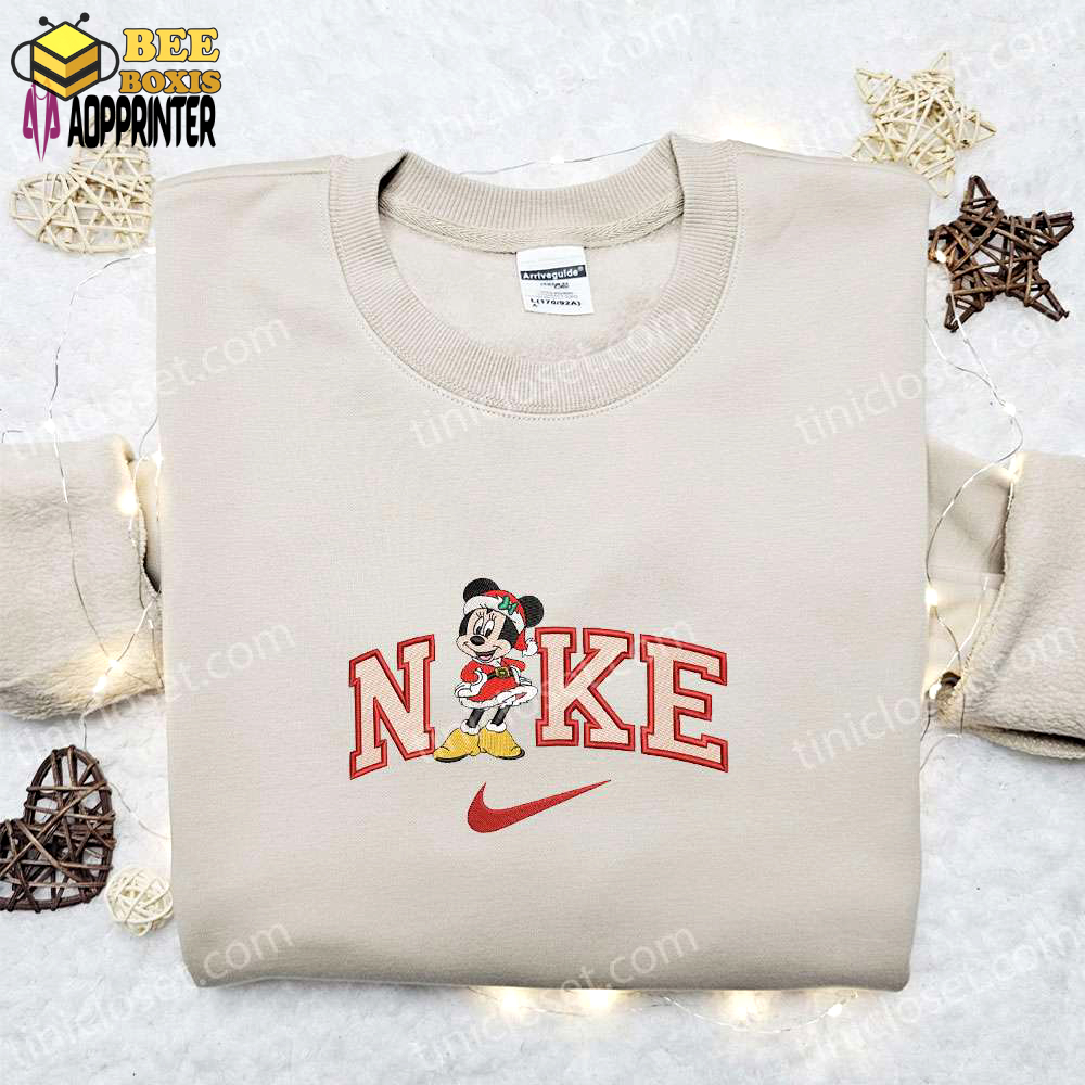 Nike x minnie mouse christmas embroidered sweatshirt: best walt disney shirt for unique christmas gift ideas