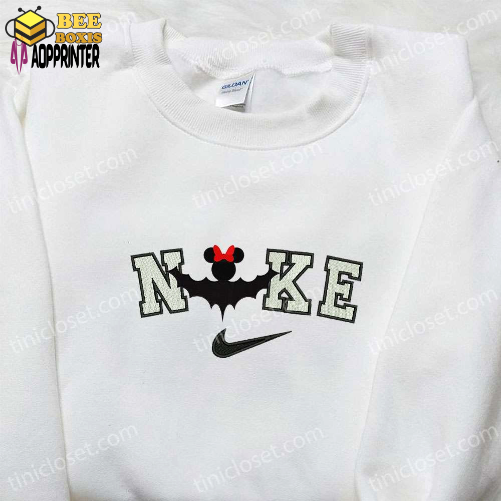 Nike x minnie mouse halloween embroidered shirt: disney inspired spooky & stylish