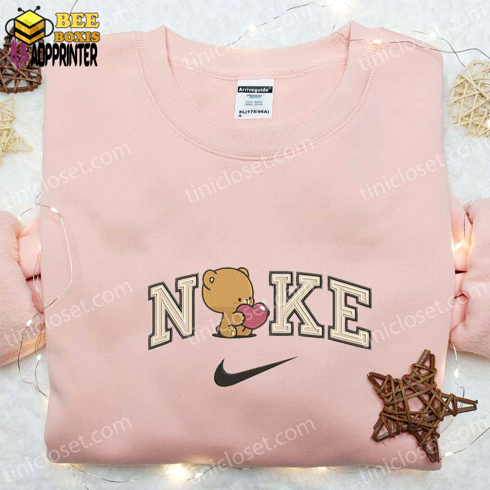 Nike x mocha bear love embroidered sweatshirt – milk and mocha cartoon shirt perfect valentine gift