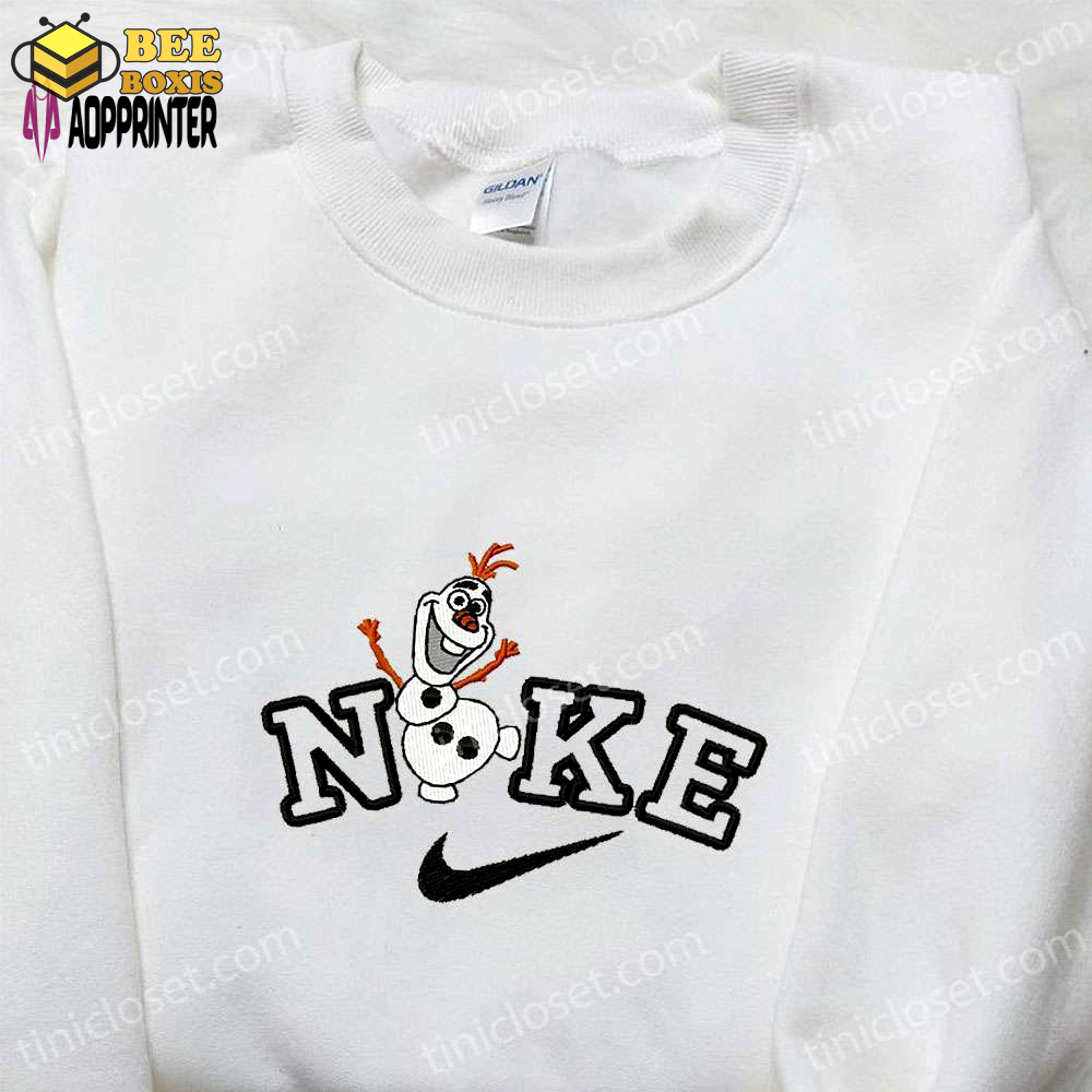 Nike x olaf cartoon embroidered hoodie christmas shirt & t-shirt: festive nike inspired apparel