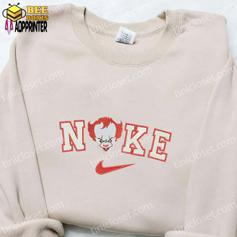 Nike x pennywise clown embroidered shirt: it terrifying & spooky halloween design