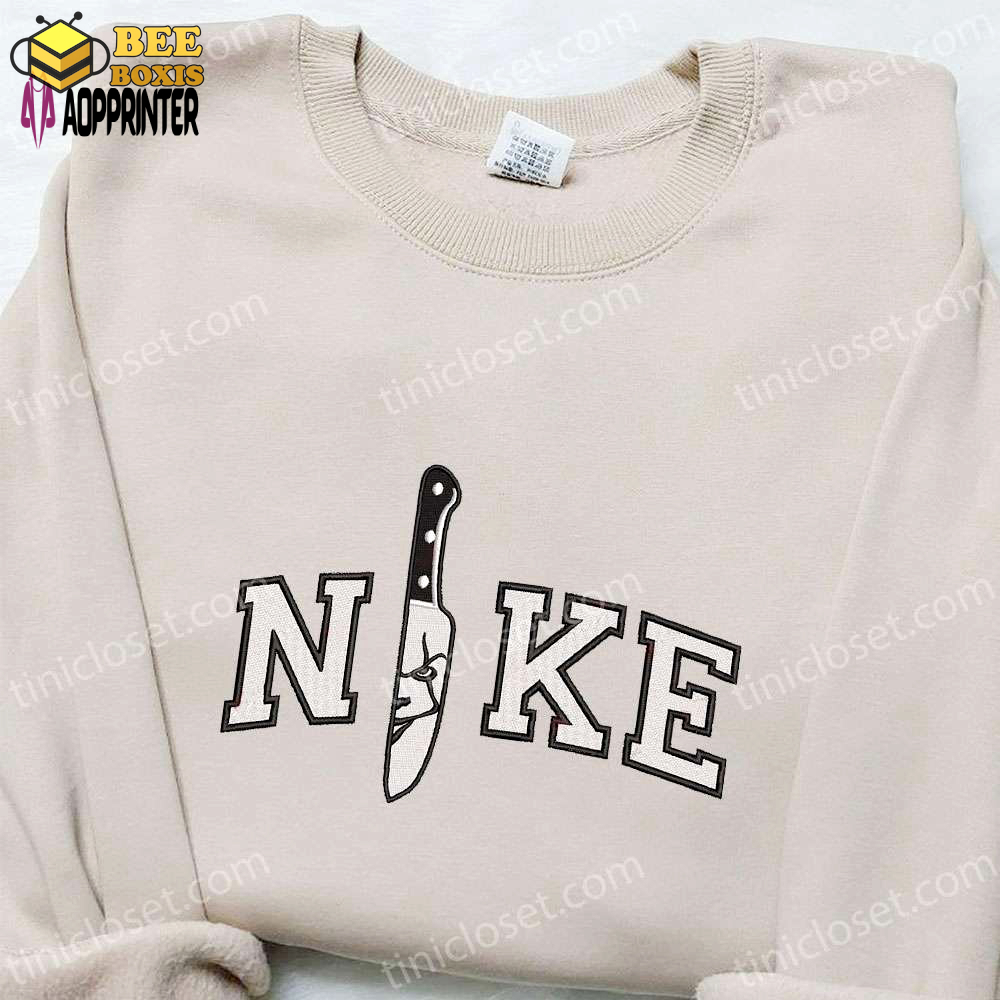 Nike x pennywise knife embroidered shirt – halloween movie inspired t-shirt