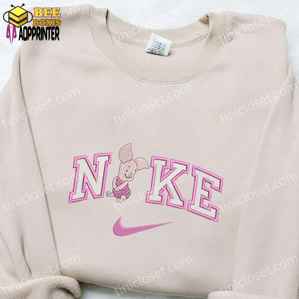 Nike x piglet cartoon embroidered shirt: disney characters & nike inspired t-shirt