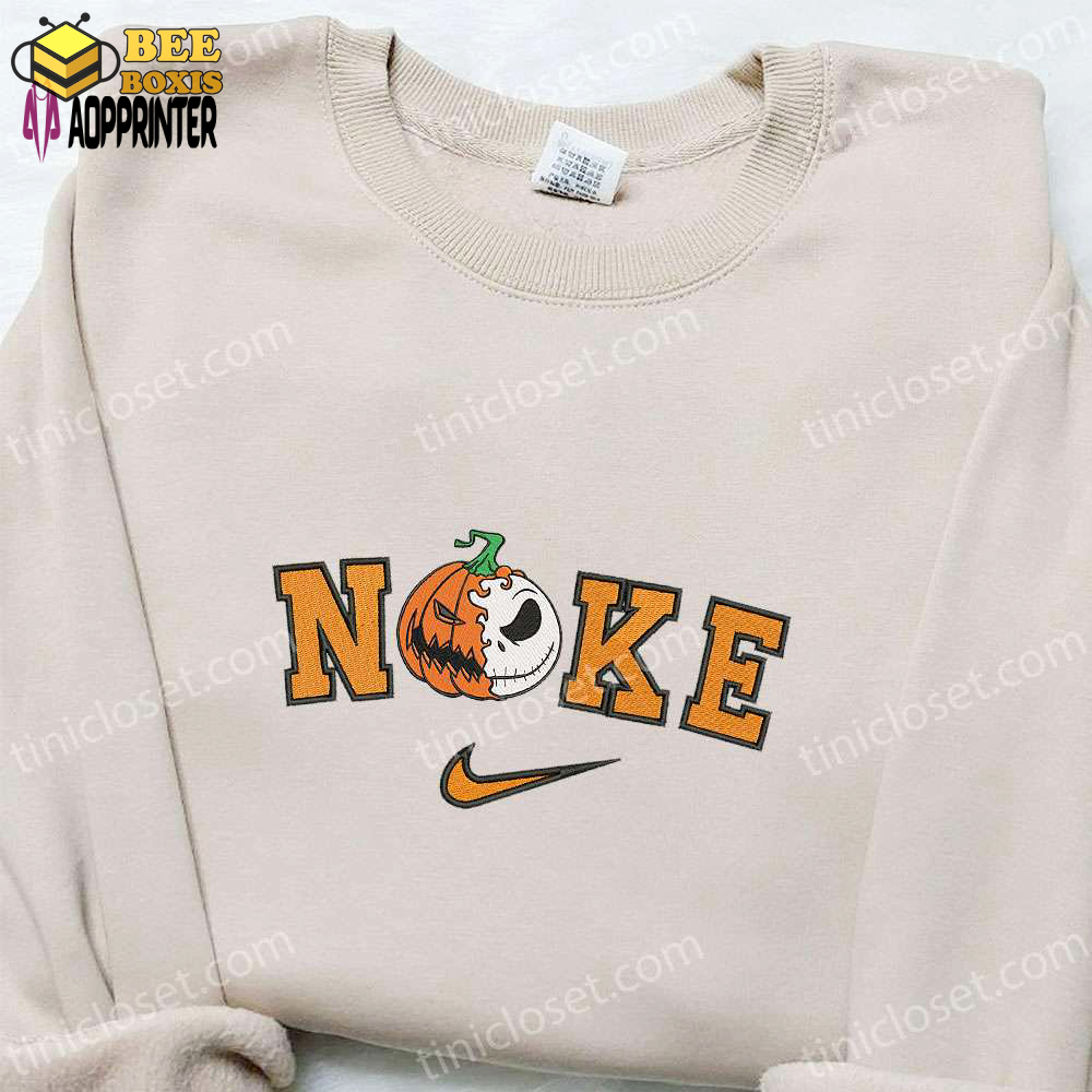 Nike x pumpkin monster halloween embroidered hoodie t-shirt & sweatshirt: spooky nike inspired collection