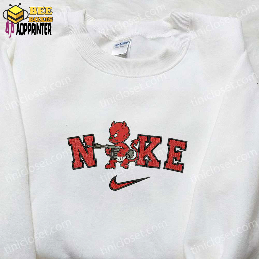 Nike x satan devil embroidered shirt – cool halloween inspired tee