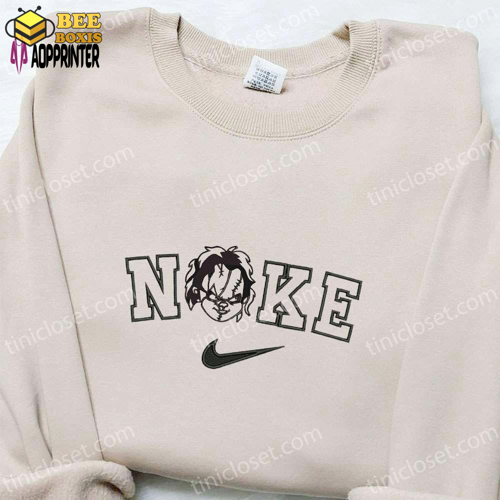 Nike x scary chucky face hoodie: silhouette horror movie sweatshirt perfect halloween gift