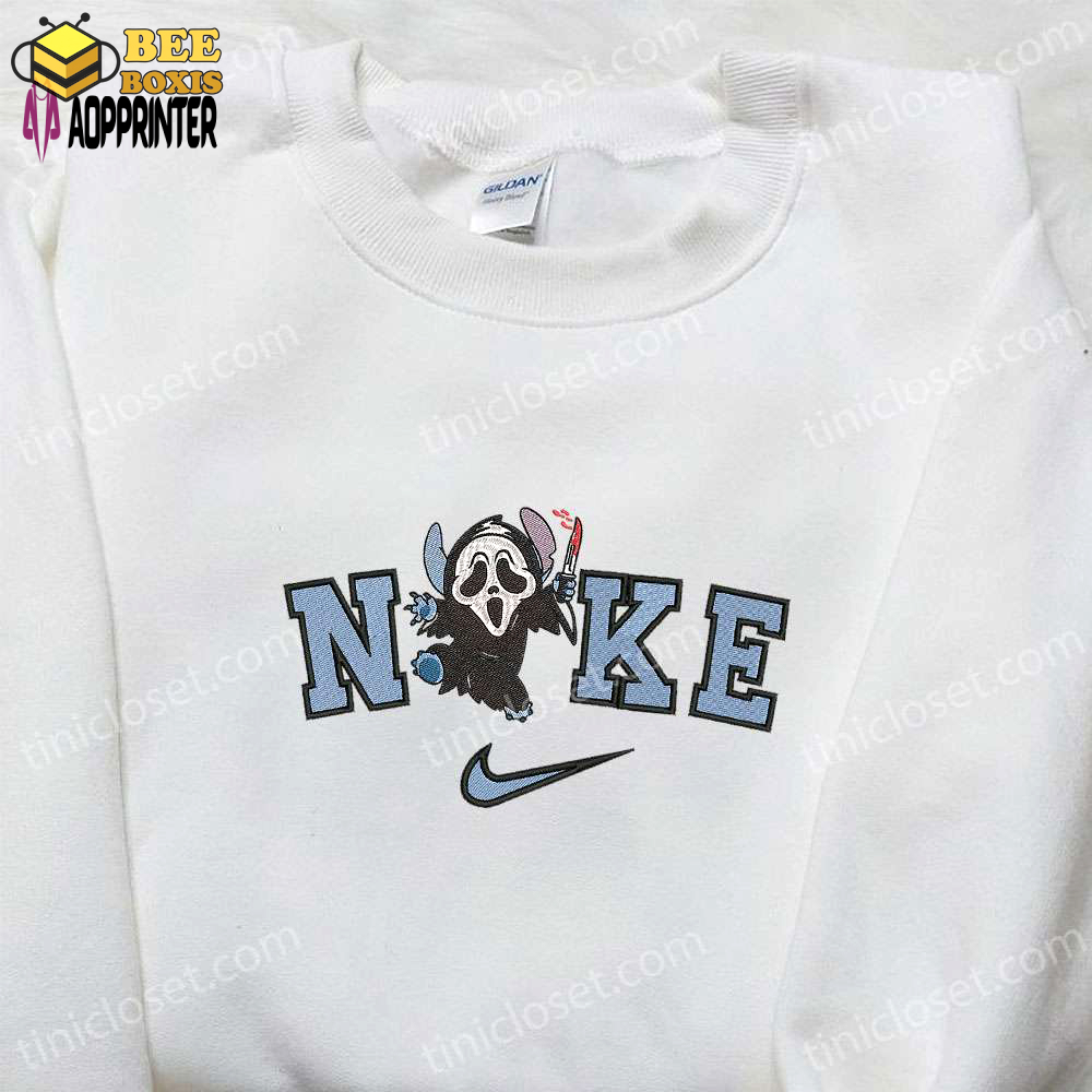 Nike x scream ghost stitch embroidered shirt: best halloween gift for nike inspired halloween lovers