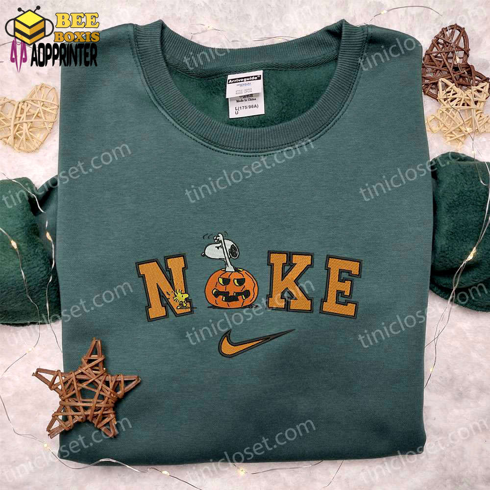 Nike x snoopy pumpkin embroidered sweatshirt: best halloween gifts- nike inspired hoodie