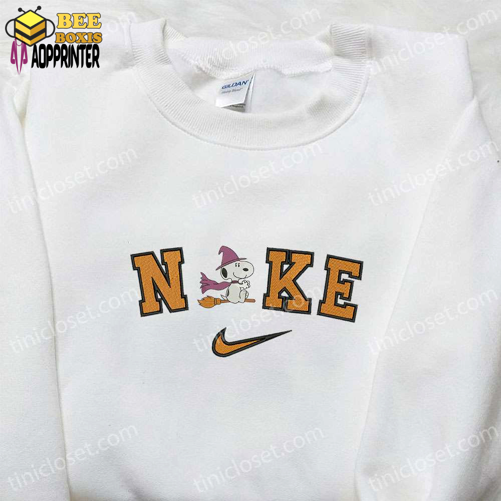 Nike x snoopy witch embroidered sweatshirt: adorable halloween hoodie & t-shirt