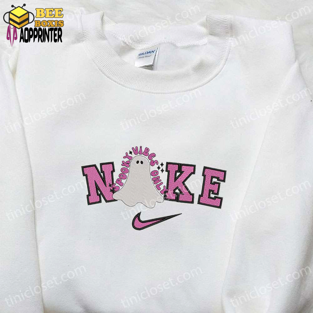 Nike x spooky vibes ghost embroidered shirt & hoodie: adorable halloween t-shirt