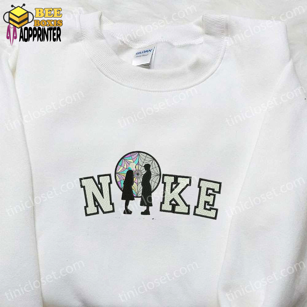 Nike x wednesday embroidered sweatshirt: cool halloween hoodie – perfect gift for halloween lovers