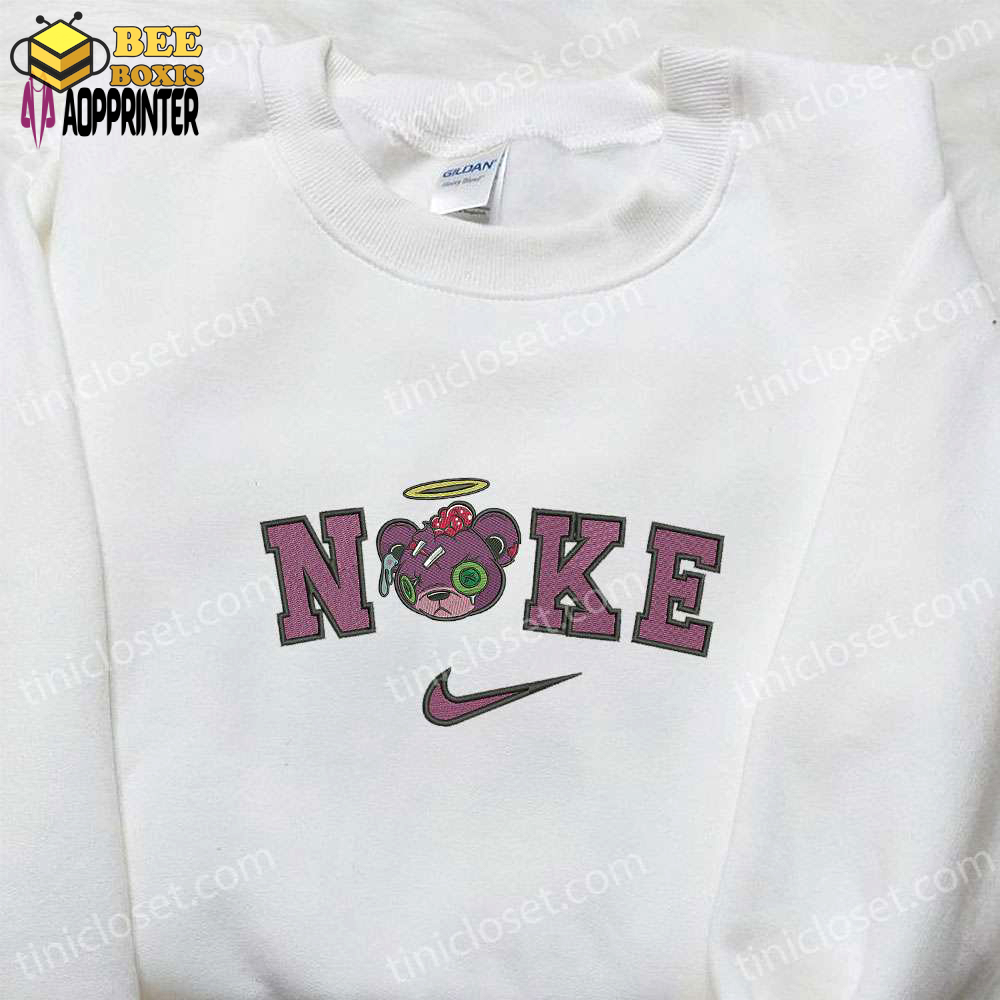Nike x zombie teddy bear sweatshirt: halloween embroidered hoodie & inspired shirt