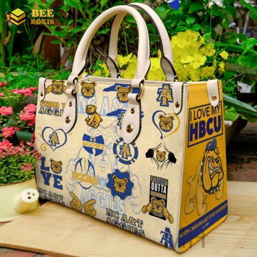 North carolina a&t aggies 2 leather handbag