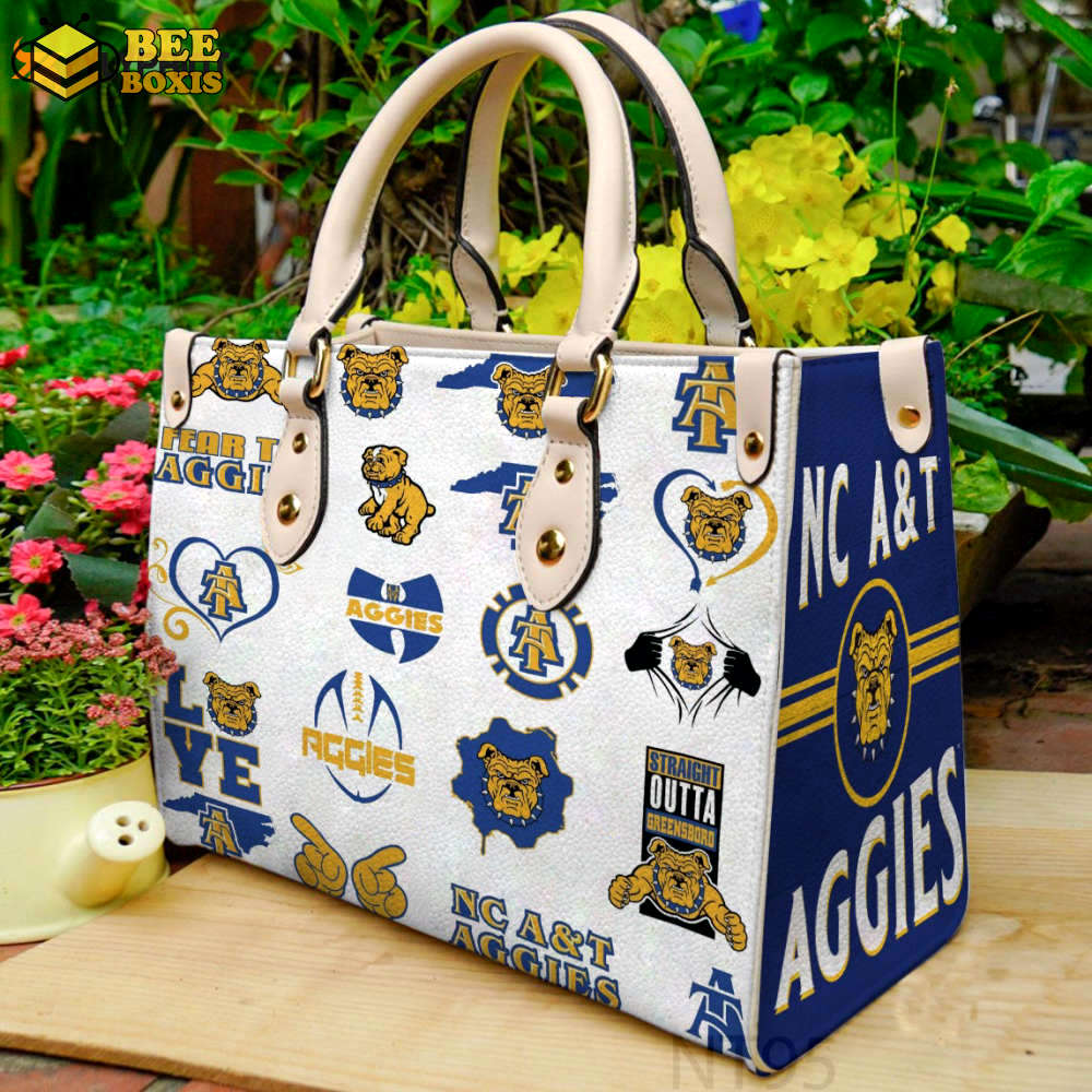 North carolina a&t leather handbag gift for women
