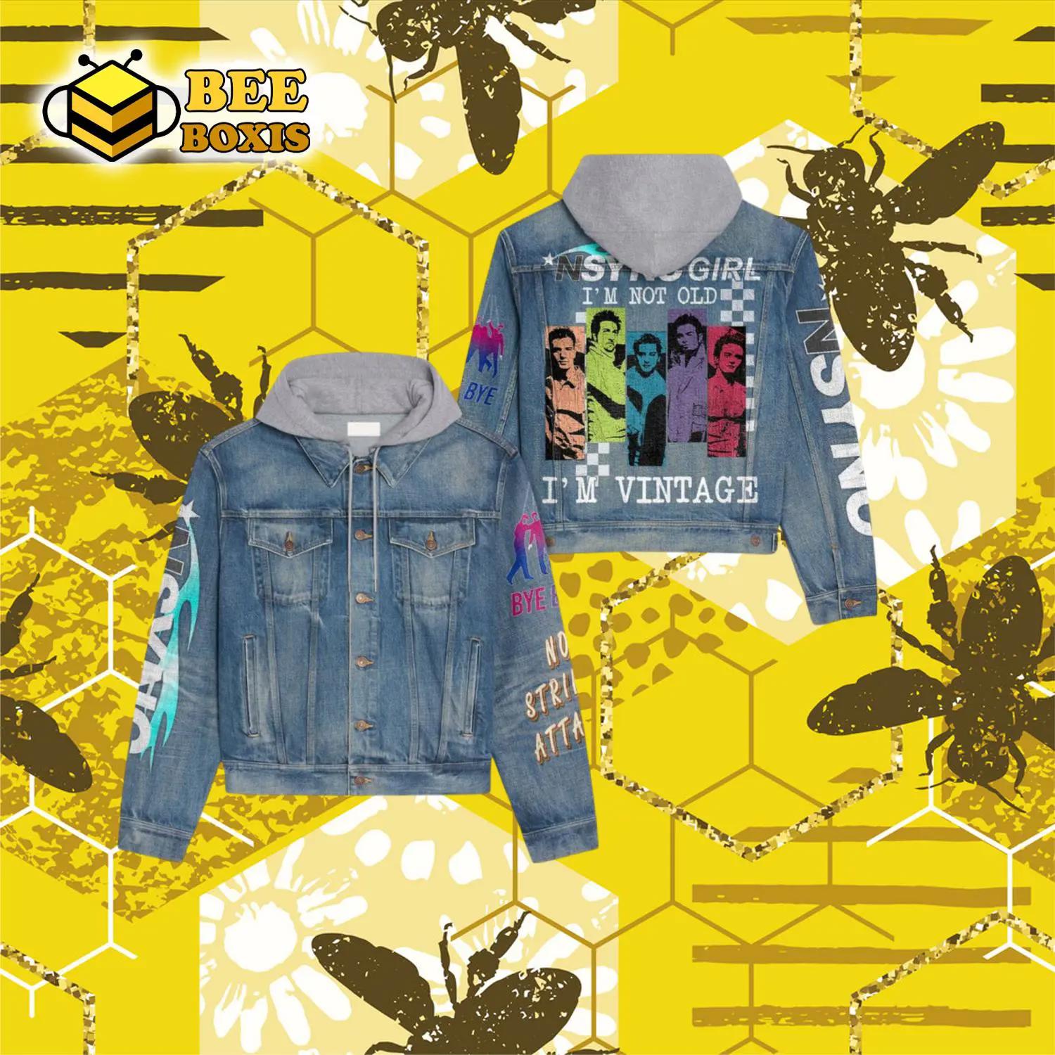 Nsync boyband pop hooded denim jacket.png