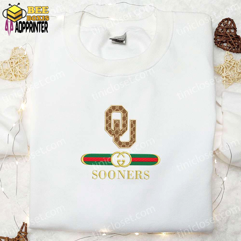 Oklahoma sooners x gucci embroidered shirt & ncaa sports hoodie – ultimate gift idea