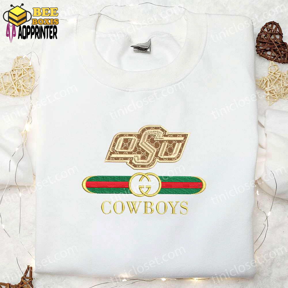 Oklahoma state cowboys x gucci embroidered shirt: ncaa sports hoodie best gift idea