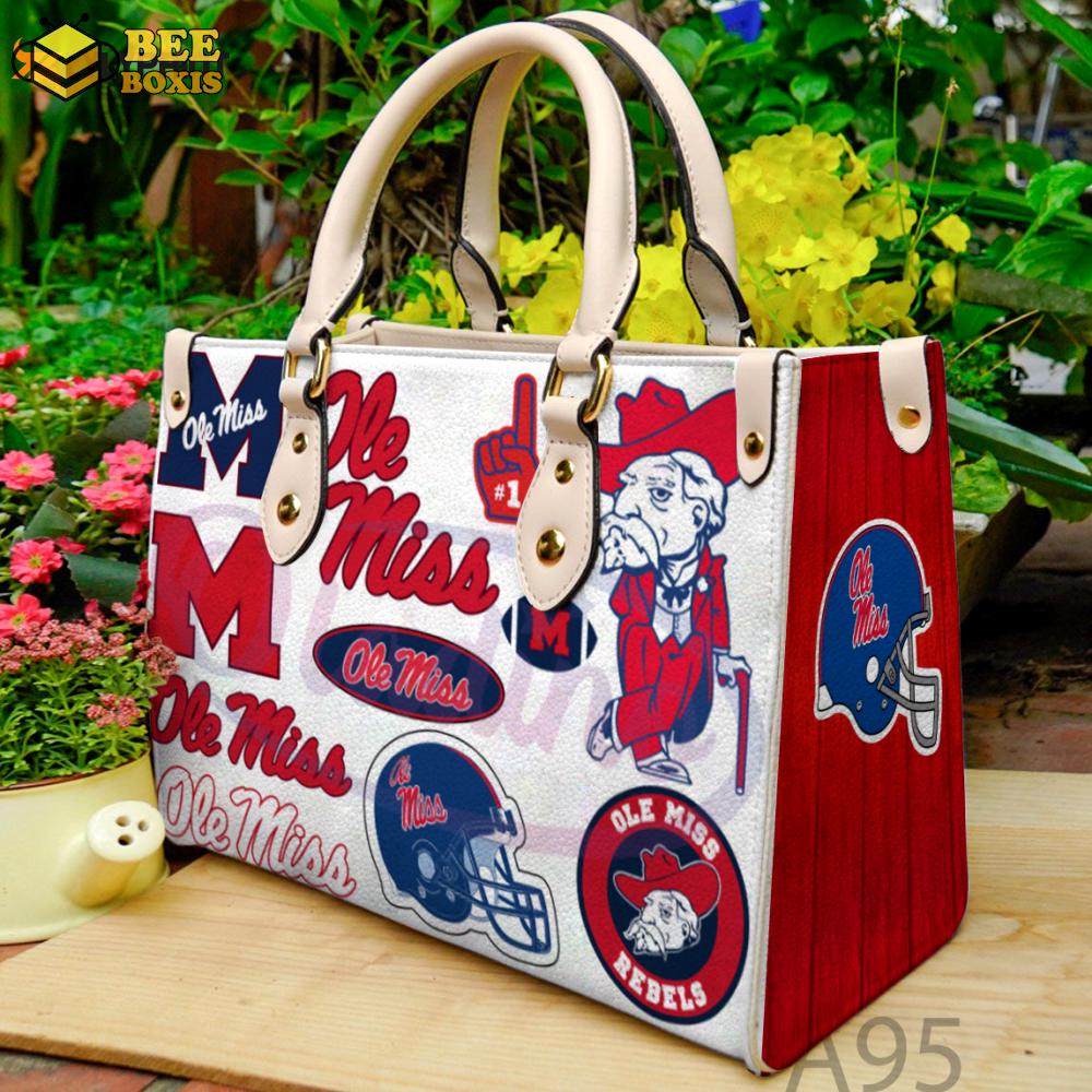 Ole miss rebels leather handbag for women gift