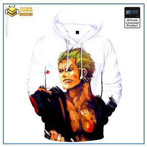 One piece hoodie: roronoa zoro 3d white hoodie