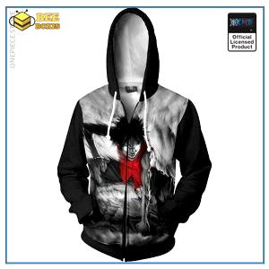 One piece zipped hoodie: luffy gear zipped hoodie