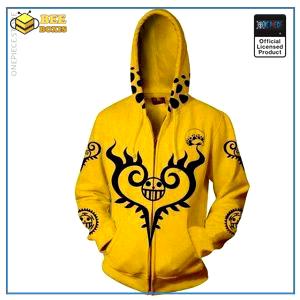 One piece zipped hoodie: surgeon of death yellow zipped hoodie