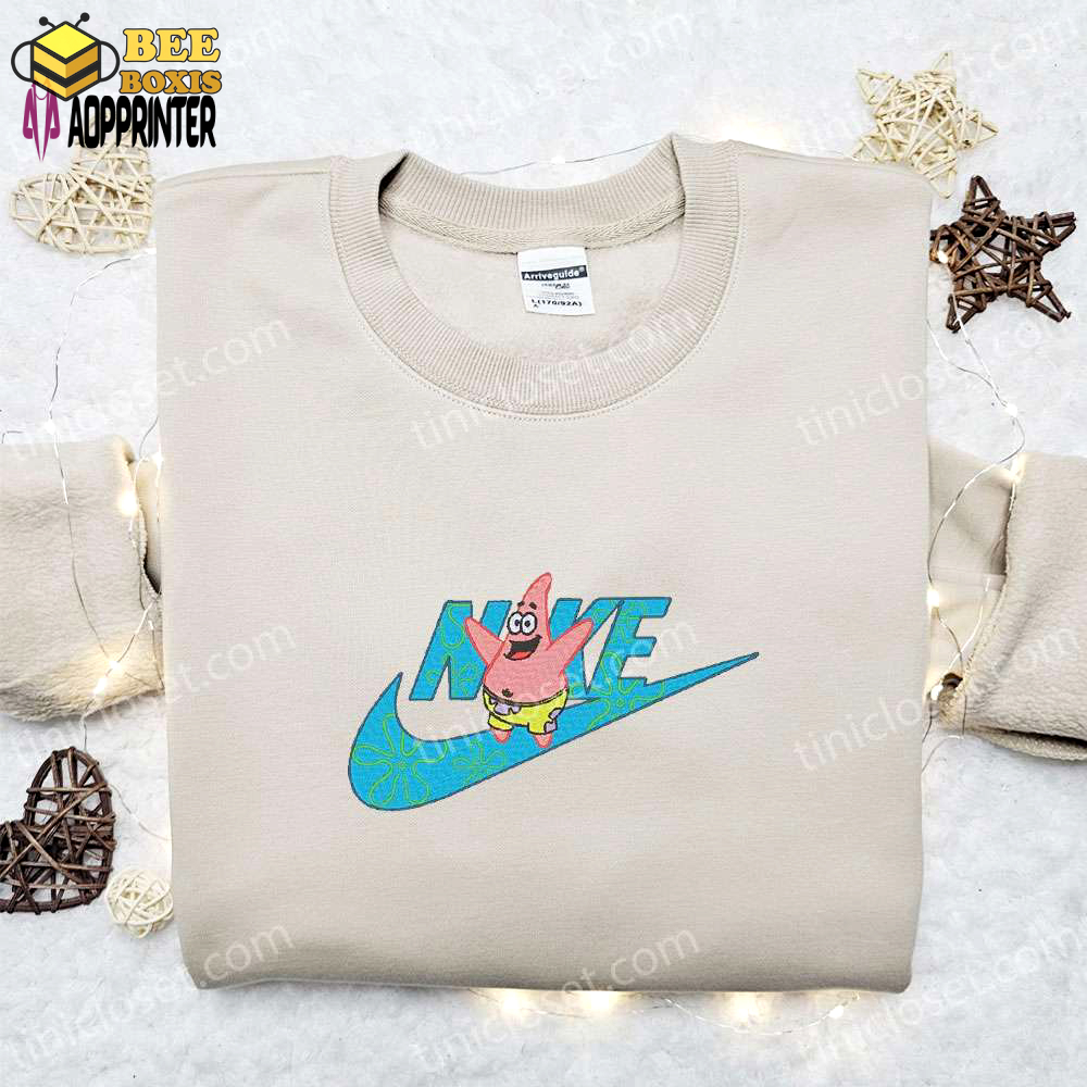 Patrick star x nike embroidered shirt & cartoon hoodie: perfect gift idea