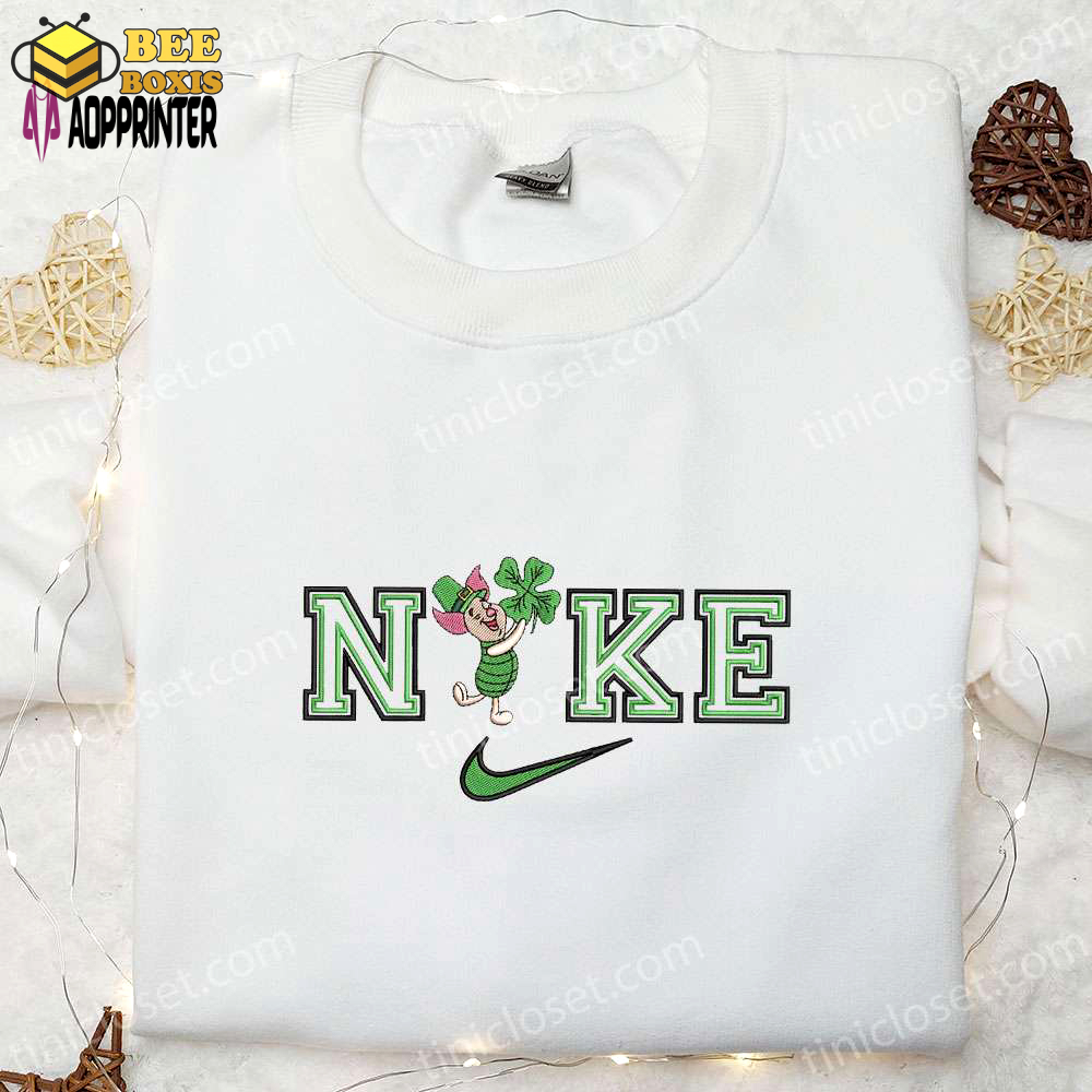 Piglet & disney characters clover embroidered shirt & hoodie – perfect saint patrick s day gift