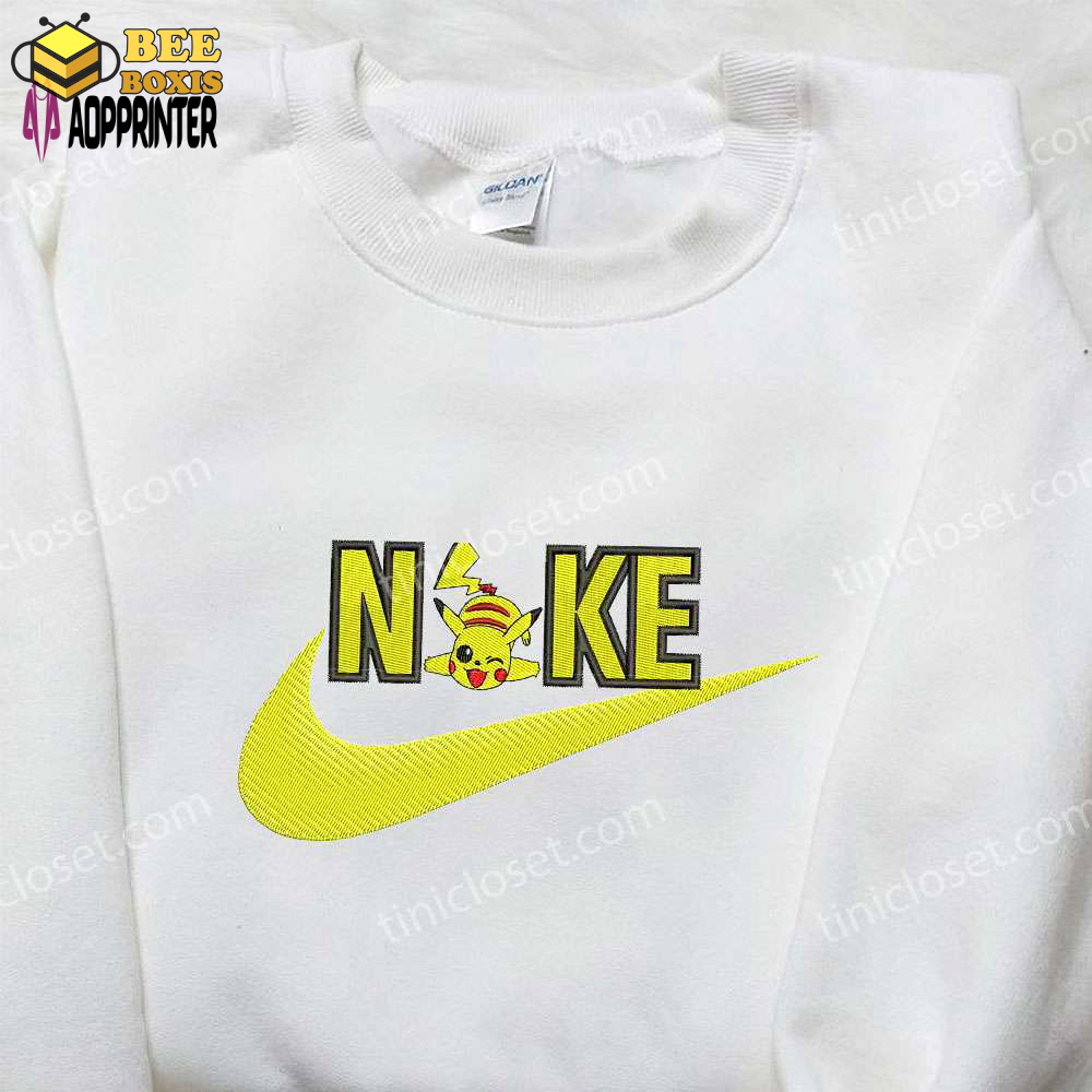 Pikachu x nike embroidered sweatshirt – pokemon & nike inspired shirt