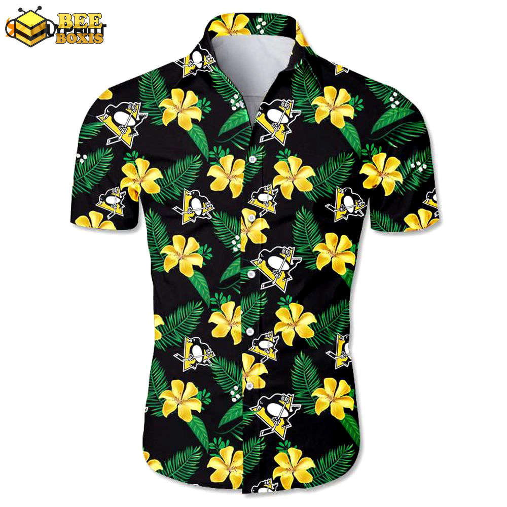 Pittsburgh penguins hawaiian shirt floral button up