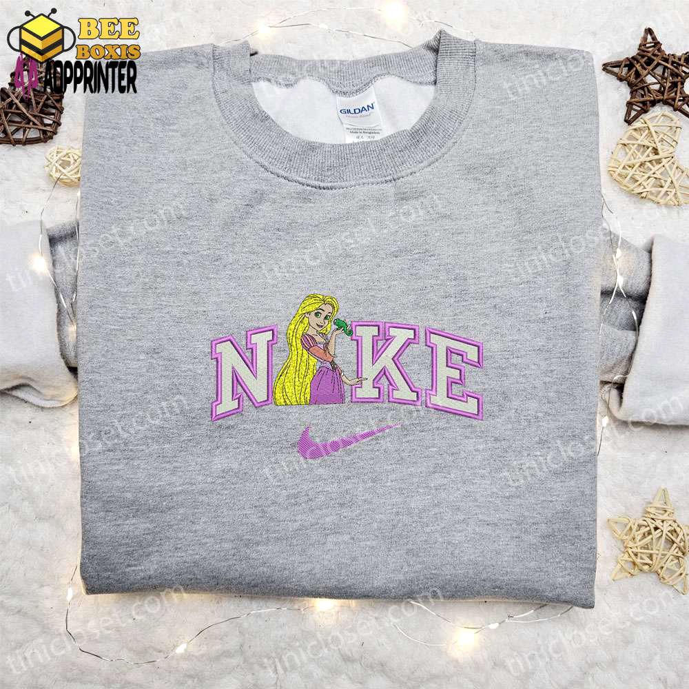 Rapunzel x nike cartoon embroidered sweatshirt – disney characters custom hoodie