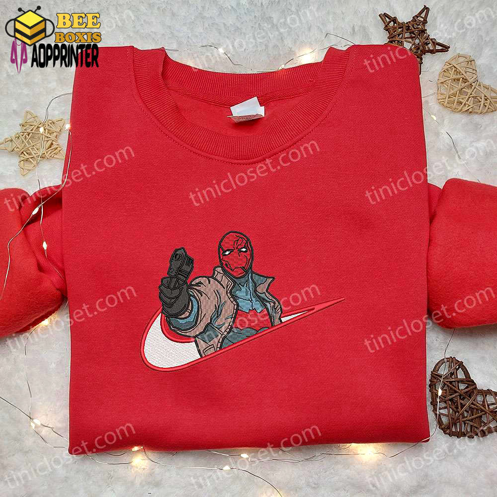 Red hood x nike movie embroidered shirt marvel sweatshirt custom hoodie