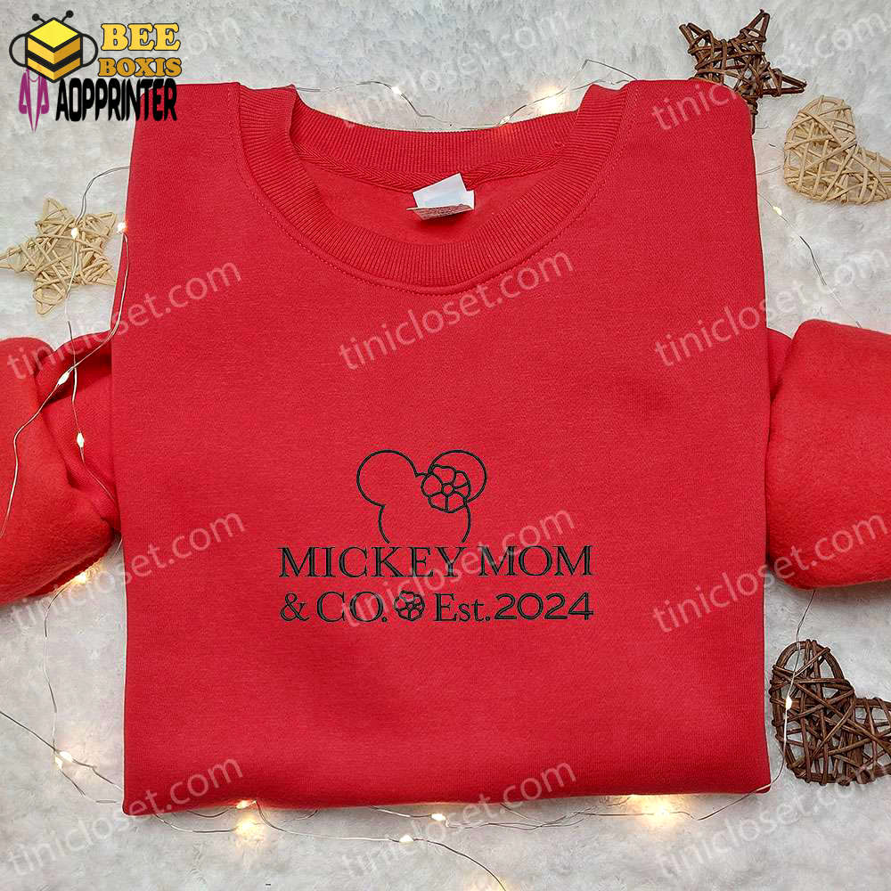Retro mickey mom embroidered shirt – disney characters mother’s day gift ideas