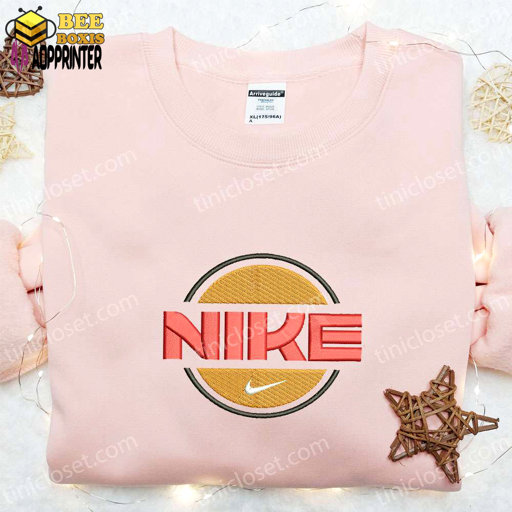 Retro nike logo embroidered shirt & hoodie: best gift idea
