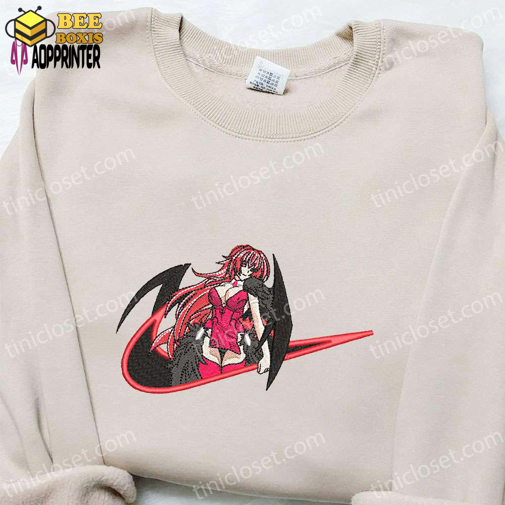 Rias gremory x swoosh anime embroidered shirt high school sweatshirt & custom hoodie