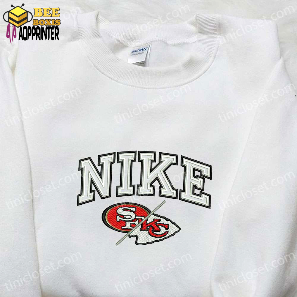 San francisco 49ers vs kansas city chiefs nike embroidered shirt & hoodie: best fandom gifts
