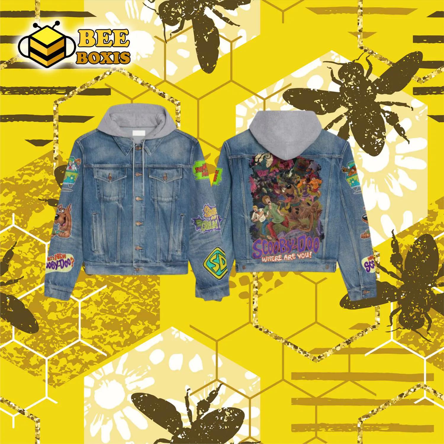 Scooby doo where are you design hooded denim jacket.png