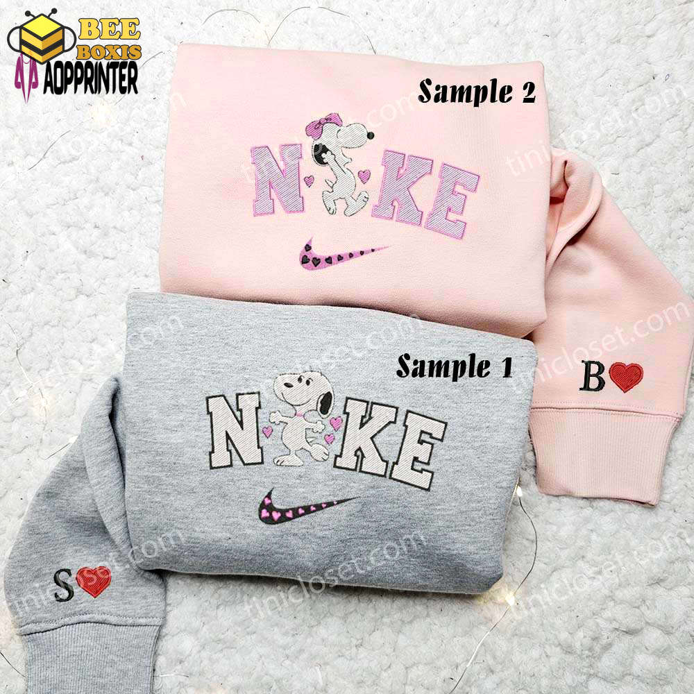 Snoopy & fifi matching shirts: embroidered couples tees for adorable matching outfits