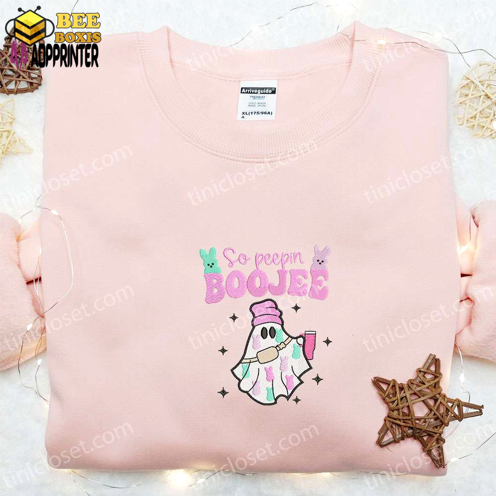 So peepin boujee ghost embroidered shirt & thanksgiving day hoodie – best holiday gift ideas