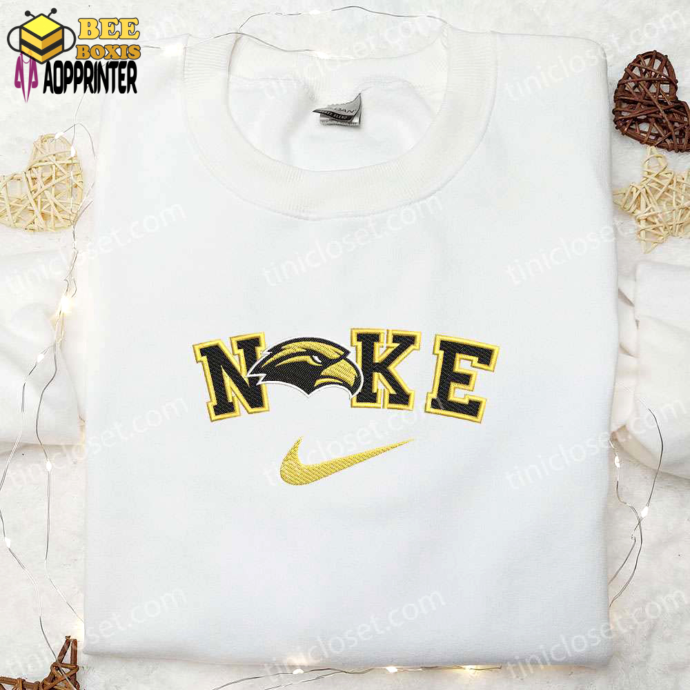 Southern miss golden eagles x nike embroidered shirt & hoodie: ncaa sports gift idea