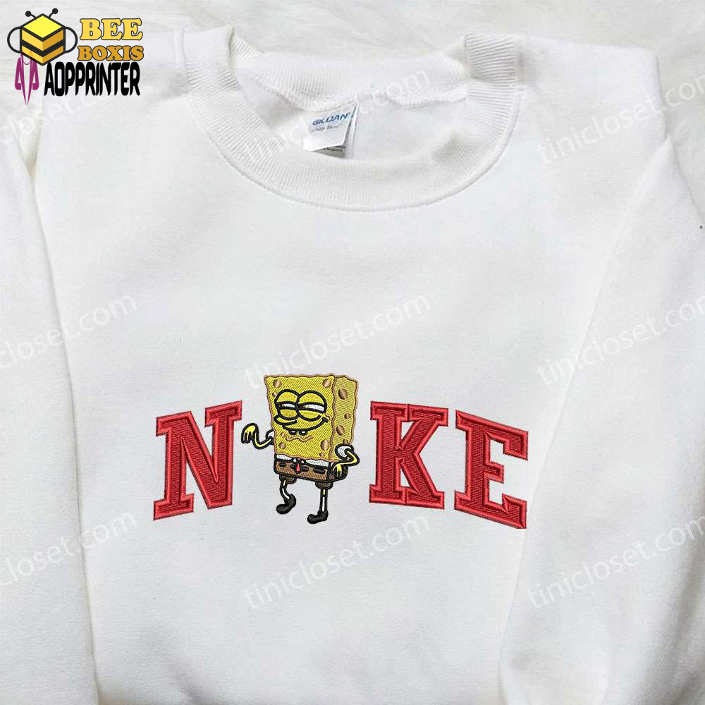 Spongebob squarepants x nike embroidered sweatshirt: cartoon shirt nike inspired